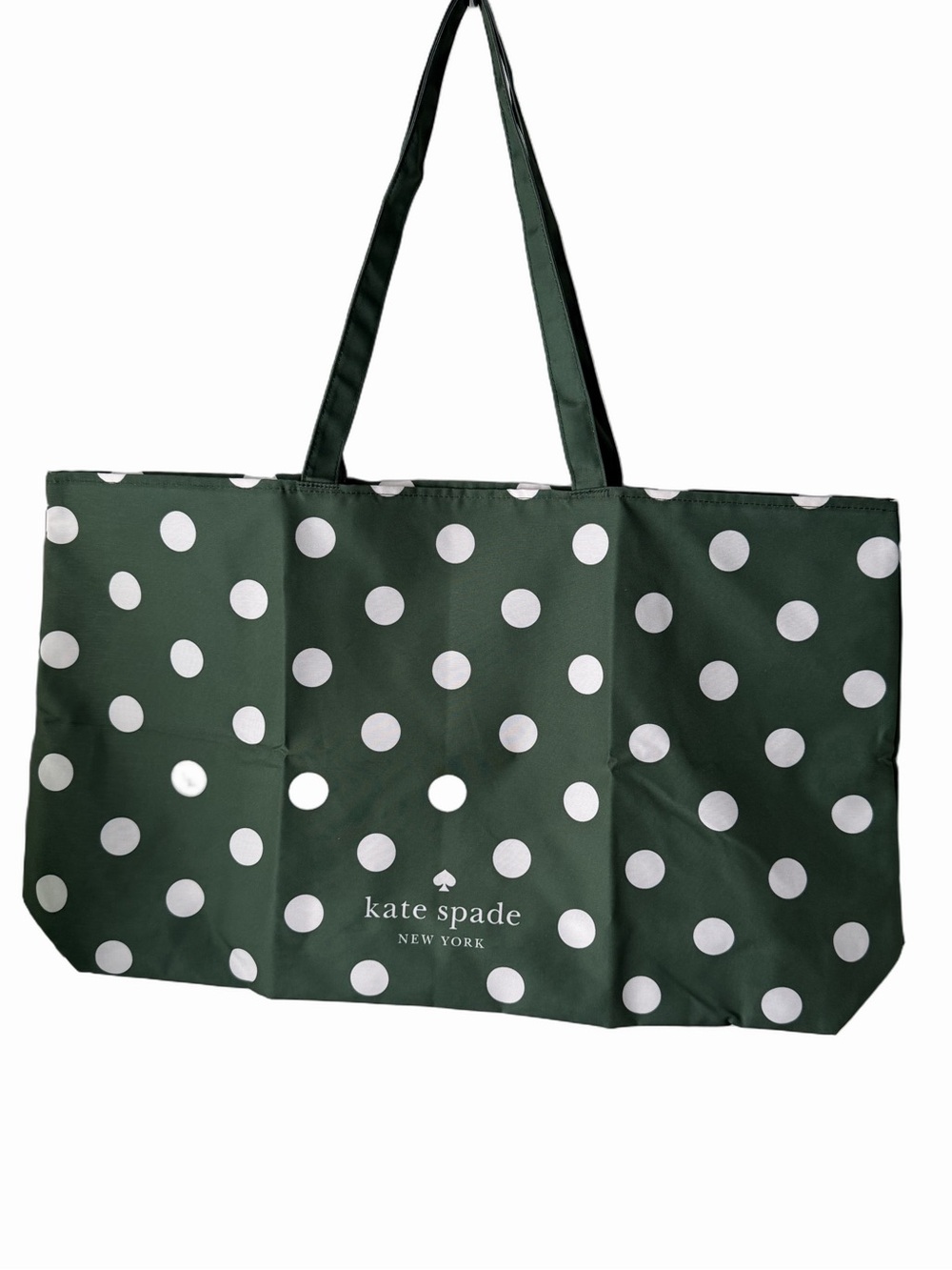 Kate Spade Green and White Polka Dot Tote Bag